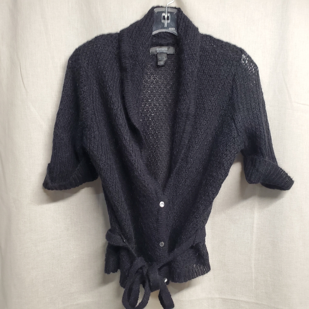 Express Black Knit Cardigan with Tie Waist